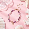 3Pcs Natural Quartz Crystal & Rose Quartz & Fluorite & Amethyst Chip Beaded Bracelsets BJEW-JB11917-4