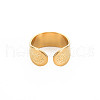 Ion Plating(IP) 304 Stainless Steel Flat Open Cuff Ring for Women RJEW-S405-204G-2