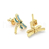 Dragonfly Real 18K Gold Plated Brass Stud Earrings EJEW-L269-100G-02-2