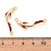 Brass Micro Pave Clear Cubic Zirconia and FireBrick Enamel Connector Charms KK-T074-68G-3