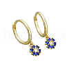 925 Sterling Silver Mirco Pave Cubic Zirconia Flower Hoop Earrings OO2534-11-1