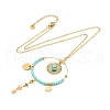 Boho Plasic Bead & 304 Stainless Steel Flower & leaf Pendant Cable Chain Necklaces for Women NJEW-A032-07G-02-2