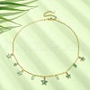 Natural Agate Round & Alloy Enamel Star Charms Bib Necklace with 304 Stainless Steel Chains NJEW-JN04404-02-5