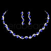 Flat Round Brass Rhinestone Chain Necklaces & Stud Earrings FS-WGE4E6D-02-1