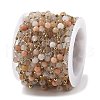 Natural Sunstone & 304 Stainless Steel Beads Link Chains CHS-K021-08A-04-2