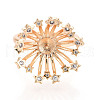 Star Brass Micro Pave Clear Cubic Zirconia Adjustable Ring Settings KK-T076-22G-2