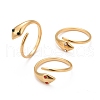 Ion Plating(IP) 304 Stainless Steel Snake Wrap Open Cuff Ring with Rhinestone for Women RJEW-E062-B01-G-1