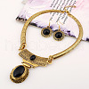 Oval Synthetic Turquoise Pendant Necklaces & Dangle Earrings Sets. Alloy Jewelry Sets FS-WGD3387-02-1