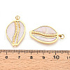 304 Stainless Steel Pave Natural Shell Pendants STAS-N115-21A-G-3