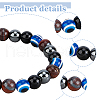 FIBLOOM 4Pcs 4 Colors Evil Eye Dyed Natural Tiger Eye & Black Agate Round Beaded Stretch Bracelets Set BJEW-FI0001-44-10