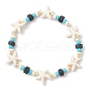 Synthetic Turquoise & Natural Lava Rock Beads Stretch Bracelets for Men Women BJEW-JB11988-04-2