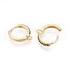 Brass Micro Pave Cubic Zirconia Hoop Earring Finding KK-N261-51A-G-2