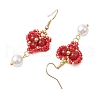 Glass Seed Beads Heart Dangle Earrings EJEW-MZ00336-02-4