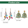 ANATTASOUL 2 Pairs 2 Style Rhinestone Christmas Tree & Leaf Dangle Stud Earrings EJEW-AN0001-99-2