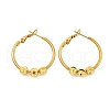 Vacuum Plating 201 Stainless Steel Beaded Hoop Earrings with 304 Stainless Steel Pin for Women EJEW-F280-25G-1