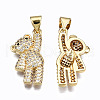 Brass Micro Pave Clear Cubic Zirconia Pendants ZIRC-S067-040-NR-3