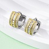 Brass Micro Pave Clear Cubic Zirconia Hoop Earrings EJEW-H158-18B-GP-3