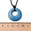 Ring Natural & Synthetic Mixed Gemstone Pendant Black Waxed Cord Adjustable Necklaces NJEW-G169-02-7