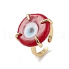 Lampwork Evil Eye Open Cuff Ring RJEW-C051-01G-04-1