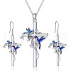 Cross with Bird Alloy Enamel Pendant Necklaces & Dangle Earrings Sets FS-WG79AEB-02-5