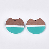 Tri-color Resin & Walnut Wood Pendants RESI-S358-76B-2