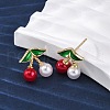Cherry Brass ABS Plastic Pearl Stud Earrings EJEW-U062-04B-01G-3