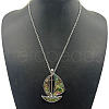 Alloy Pave Natural Abalone Shell White Shell Pendant Necklaces FH7410-4-1