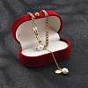 Ion Plating(IP) 304 Stainless Steel & Plastic Pearl Rice Pendant Necklaces for Women NJEW-P320-22G-3