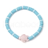 3Pcs 3 Styles Flat Round Handmade Polymer Clay Heishi Beaded Stretch Bracelets BJEW-JB11715-3
