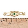 Rack Plating Brass Pave Green Glass Fold Over Clasps KK-B078-12G14-3