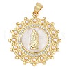 Rack Plating Brass Micro Pave Clear Cubic Zirconia Pendants KK-P287-36B-G-1