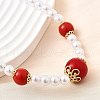 Brass & ABS Imitation Pearl Round Graduated Beaded Necklaces NJEW-D314-03G-2