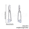 Geometric Heart Brass Clear Cubic Zirconia Brooch Hoop Earrings DO3994-6-1