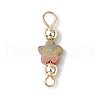 7Pcs 7 Styles Natural Picture Jaspe & Blue Spot Jasper & Dalmatian Jasper & Unakite & Green Strawberry Quartz & Red Jasper & Opalite Flower Connector Charms PALLOY-JF03787-3