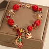 Teardrop & Fortune Cat Alloy Glass Charm Bracelets FS-WG2F667-01-2
