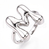 Initials Brass Open Cuff Ring for Women RJEW-N046-02M-P-1