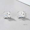 Elegant Square Sterling Silver Cubic Zirconia Stud Earrings VR4295-6