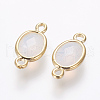 Oval Faceted Golden Brass Opalite Links connectors X-GLAA-O014-29G-2