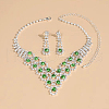 Flower Brass Rhinestone Pendant Necklaces & Stud Earrings Sets FS-WG97465-02-2
