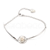 925 Sterling Silver Flower Link Chain Bracelets STER-Z009-01S-1