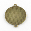Tibetan Style Alloy Flat Round Cabochon Connector Settings TIBE-Q038-001G-AB-NR-2