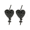 Rack Plating Brass Micro Pave Black Cubic Zirconia Stud Earring Finding EJEW-C102-05EB-01A-1