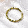 Natural Chinese Jade Round Bead Stretch Bracelets for Women Men BJEW-TA00599-1