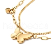 Butterfly Charm Double Layer Necklace with Clear Glass NJEW-G036-11G-2
