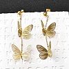 304 Stainless Steel Butterfly Tassel Stud Earrings EJEW-D308-11G-1