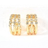Brass Micro Pave Clear Cubic Zirconia Cuff Earrings EJEW-F370-38B-G-4