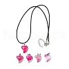 Dyed Natural Banded Agate Heart Pendant Necklaces NJEW-G166-01A-1