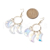 Moon/Cross /Star/Teardrop/Heart Glass Dangle Earrings EJEW-JE06116-4