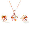 Elegant Fashion Brass Flower Stud Earrings & Pendant Necklaces Sets for Women SJ2995-1-4