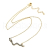 Brass Pave Black Cubic Zirconia Snake Pendant Necklaces NJEW-D320-02ASG-4